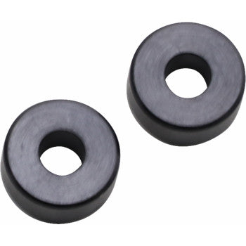 Two black, round Clutch Rollers by Epi (2 Pack), featuring central holes and crafted to OEM quality standards, displayed on a white background.