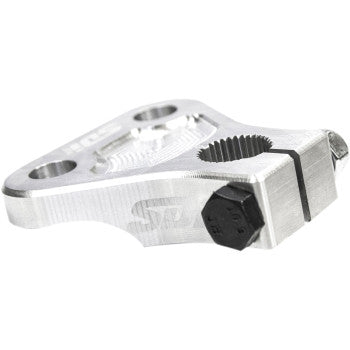 The Sdi Steering Knuckle Race Edition is a silver, triangular metal bike part with two holes, a bolt, and a notched, textured surface. Engraved with the logo, it’s perfect for safe and reliable hardware replacement on your ride.