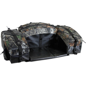 Rear Arch Series bag in Mossy Oak Break Up camo with multiple zippered compartments and durable fabric lining.