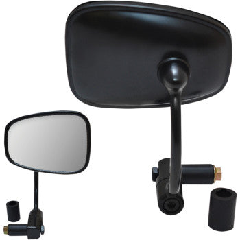 Bar End Semi Rectangular Mirror Black 7/8" by Parts Unlimited