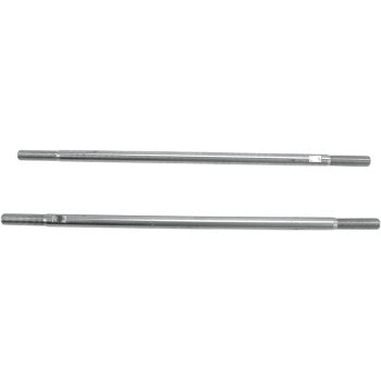 Two Lone Star Racing Tie Rods Extends 2", featuring threaded ends and a stainless steel cylindrical design, are placed parallel on a white background, highlighting their superior strength and durability.