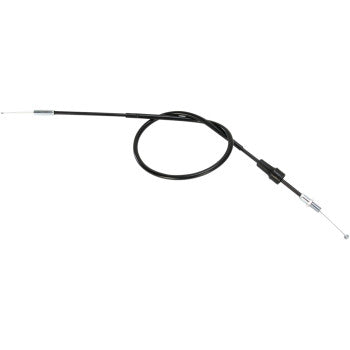 The Yamaha Black Vinyl Throttle Cable 36 3/4" by Moose Offroad features metal ends, a black PVC outer jacket, coiled middle and straight tips, ideal for motorcycles.