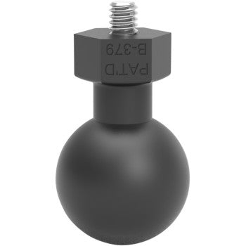 Black spherical ball mount with hexagonal threaded base and M6 1x6 mm silver metal screw on top.