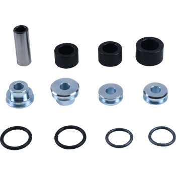 The A-Arm Bearing Kit Front Lower by Moose Offroad includes metal and black plastic cylindrical parts plus O-rings, all arranged in rows on a white background.