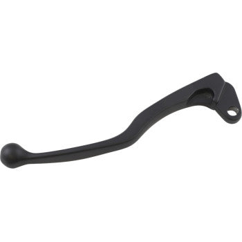 The Clutch Lever Black by Torc1 is an aluminum, die-cast adjustable lever for motorcycles or bicycles, featuring a curved design and rounded tip. Displayed on a plain white background.