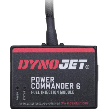 The CF Moto Power Commander 6 Fuel Injection Module by Dynojet features Power and Status indicator lights, a plug-and-play top cable connection, and seamless integration with EFI Tuning Devices or Power Commander accessories.