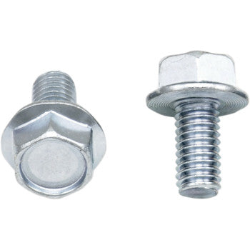 Silver metal flange bolts with hex heads and threaded shafts, M6 x 12 size, pack of 10.