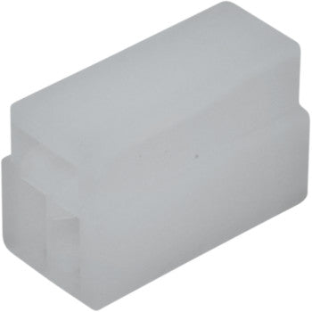 The 250 Series Connector 3 Position Female 5 Pack by Namz features a white plastic rectangular housing with a smooth surface and a side slot, ideal for custom applications. Photographed on a plain background.