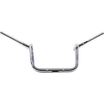 The Bro Bar - Chrome by Trask is a motorcycle handlebar with chrome finish, extended vertical grips, and a high-rise central section, shown isolated on a white background.