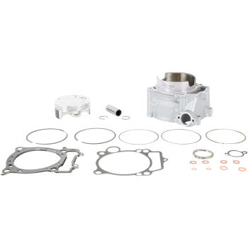 The Yamaha Cylinder Kit Standard Bore 95.00 mm by Cylinder Works is displayed, showing the cylinder, Vertex piston, piston pin, gaskets, O-rings, and assorted seals and washers arranged neatly on a white background.