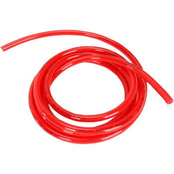 The Helix High Pressure Fuel Line Red 5/16" 10' is a coiled polyurethane hose with excellent abrasion resistance, shown against a white background.