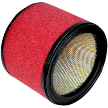 The Arctic Cat Replacement OEM Air Filter by Uni Filter features a red foam exterior, black plastic end caps, and an inner mesh layer designed for higher airflow.