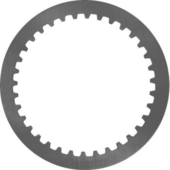 The Indian Steel Clutch Plate by Alto Products features a circular steel design with evenly spaced rectangular notches along its inner edge, resembling a gear or sprocket, and is engineered to meet OEM specifications.