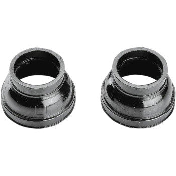 Two Yamaha Carburetor Intake Boots by Moose Offroad, black with flared bases and circular openings, are shown side by side on a white background—ideal as airbox connectors or carburetor adaptors.
