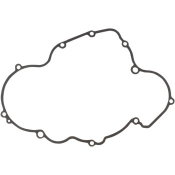 The Polaris Clutch Gasket by Cometic is a thin, irregular black rubber seal with rounded curves and multiple small edge holes, designed for use as a clutch cover gasket in machinery or automotive engines.