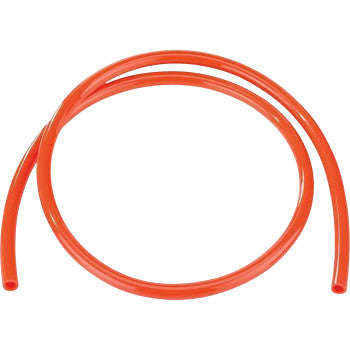 Coiled translucent orange fuel line hose with 1/4-inch diameter, flexible tubing.