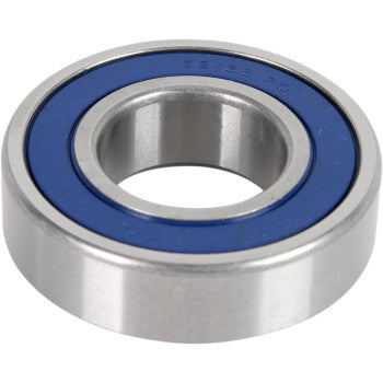 The Wheel Bearing Double Seal 28x58x16 by Parts Unlimited features a blue double rubber seal around the inner ring, is ABEC 1 rated, and is shown against a white background.