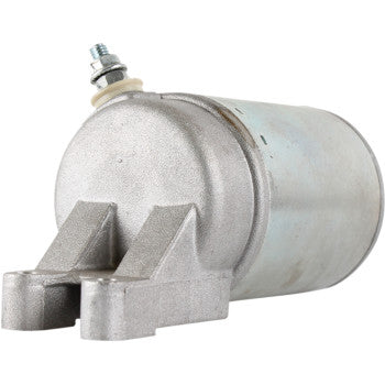The Starter Motor by Parts Unlimited is a cylindrical metallic automotive starter solenoid with copper bushings, a mounting bracket, and a top terminal screw, shown on a white background. Built to OEM specs for reliable performance.