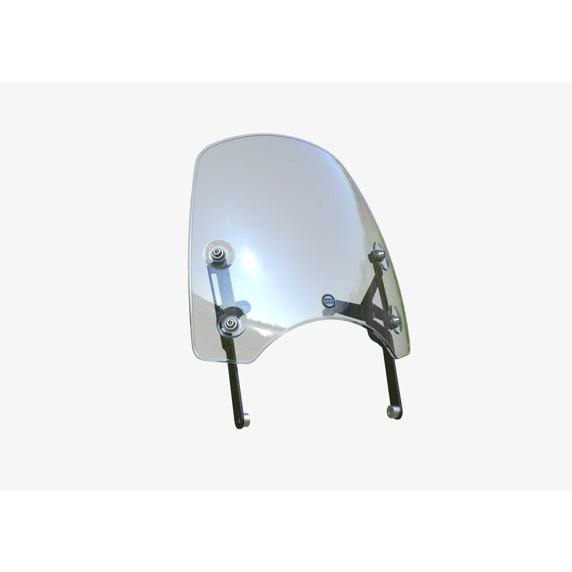 Dark grey translucent flyscreen windshield with black mounting brackets for Indian FTR motorcycles.