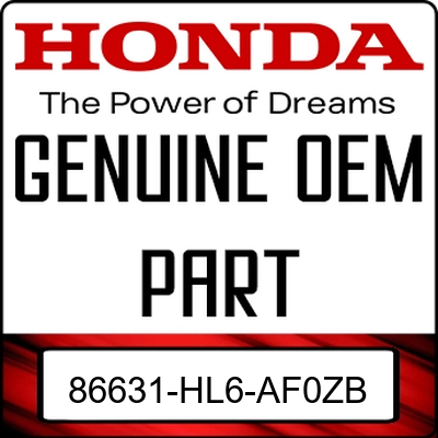 An Image of the Genuine Honda Logo reading 'GENUINE OEM PART' 86631-HL6-AF0ZB