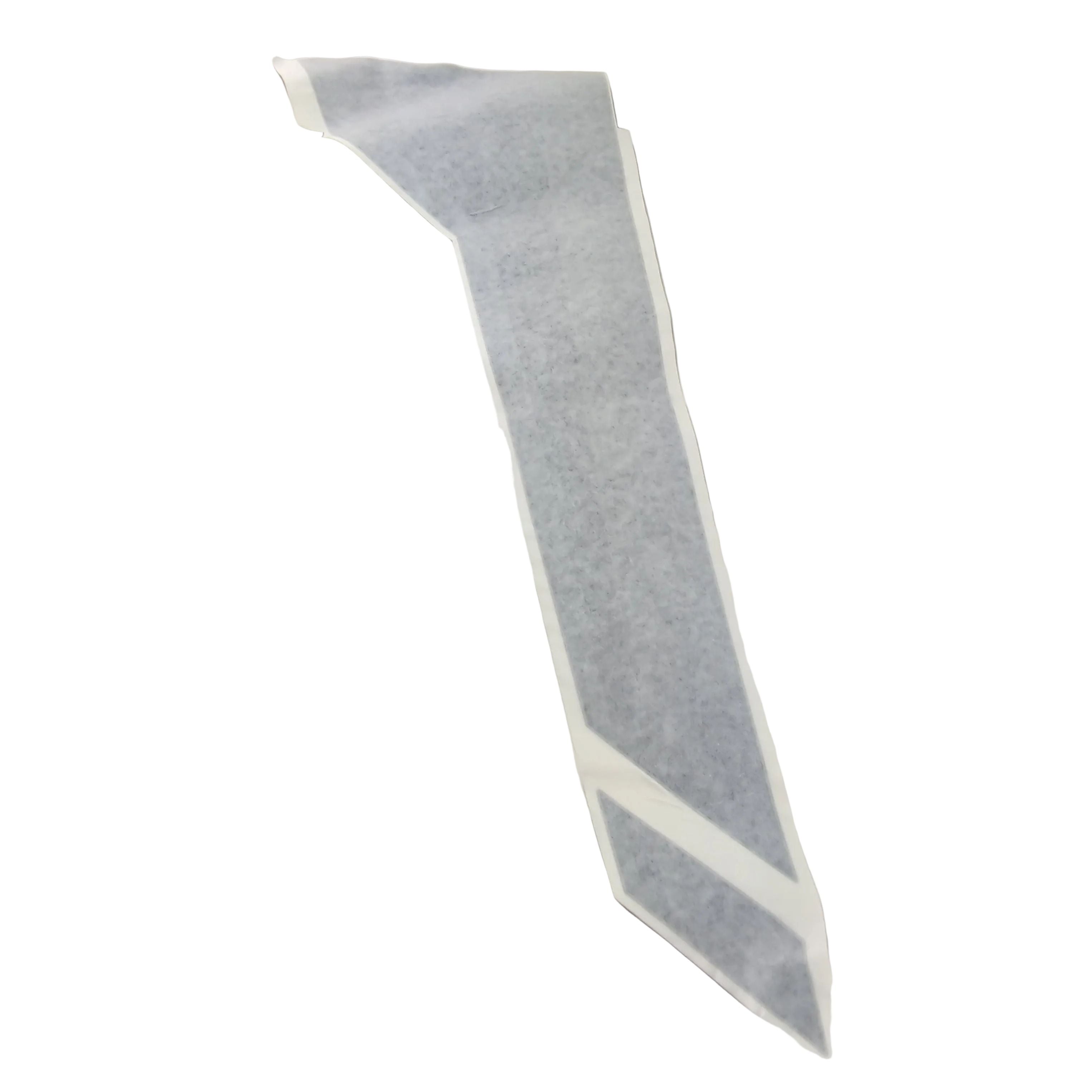 Gray vinyl front door decal with angular cut design and adhesive backing for left side installation.