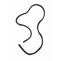 A black Trim-Edge Dash by Polaris curves on a white background, creating an abstract looping form with smooth, irregular bends—an ideal OEM accessory for Indian Polaris vehicles.