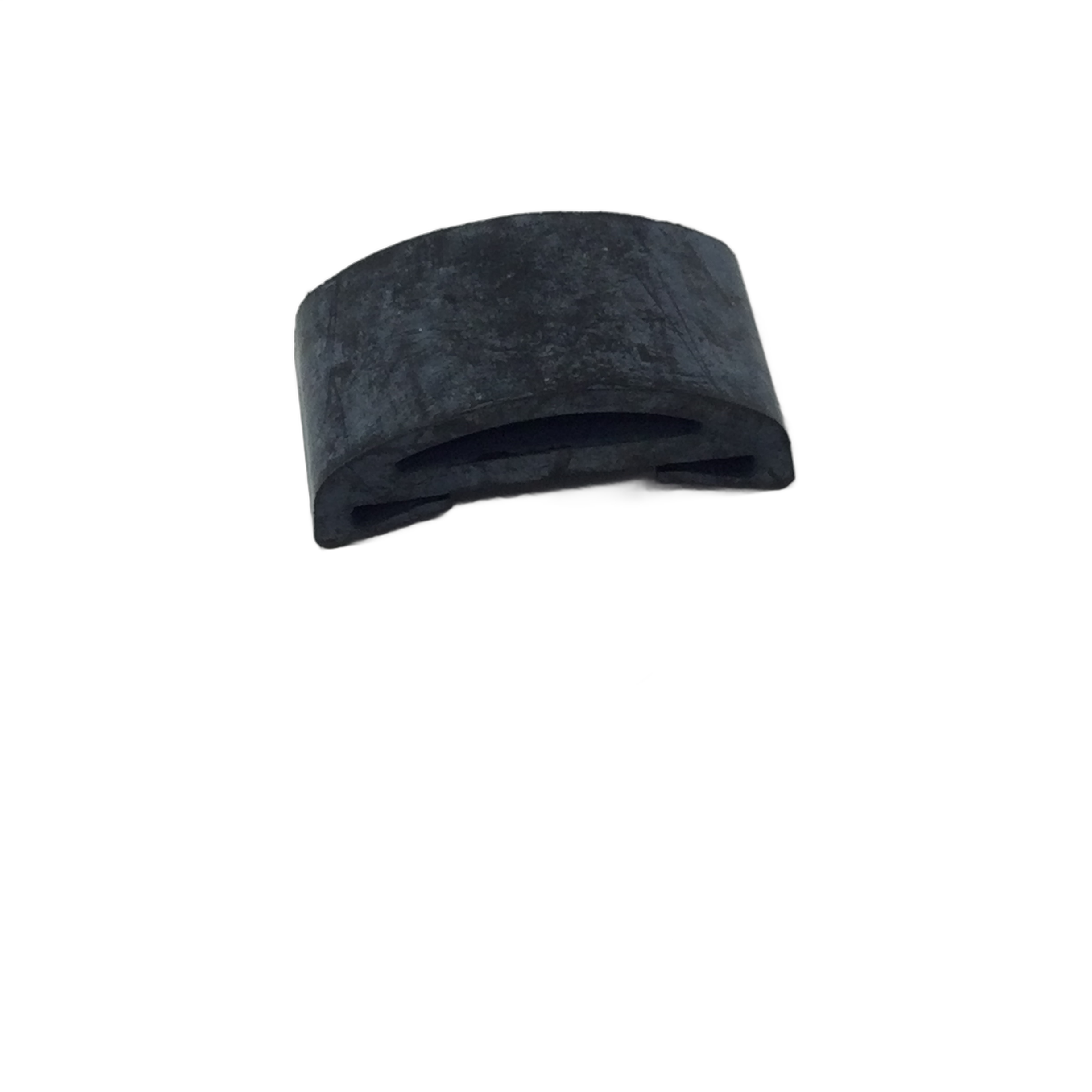 The Damper, Lock by Yamaha is a small, curved black rubber part with a hollow center—perfect as a replacement for Yamaha UTV parts and other off-road OEM applications.