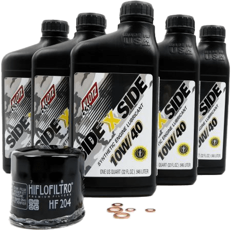KU-106 Engine Oil Change Kit with 5 Quarts Side by Side (SXS) 10w40 Synthetic Oil 1 HiFloFiltro HF-204 Oil Filter 5 pack Copper cometic crush washers