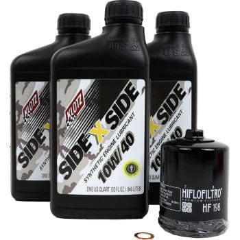 KU-110 Engine Oil change kit with HiFloFiltro HF-198 Premium Oil Filter, 1 Copper Cometic Crush Washer, 3 Quarts 10w40 SxS Synthetic Engine Oil by Klotz