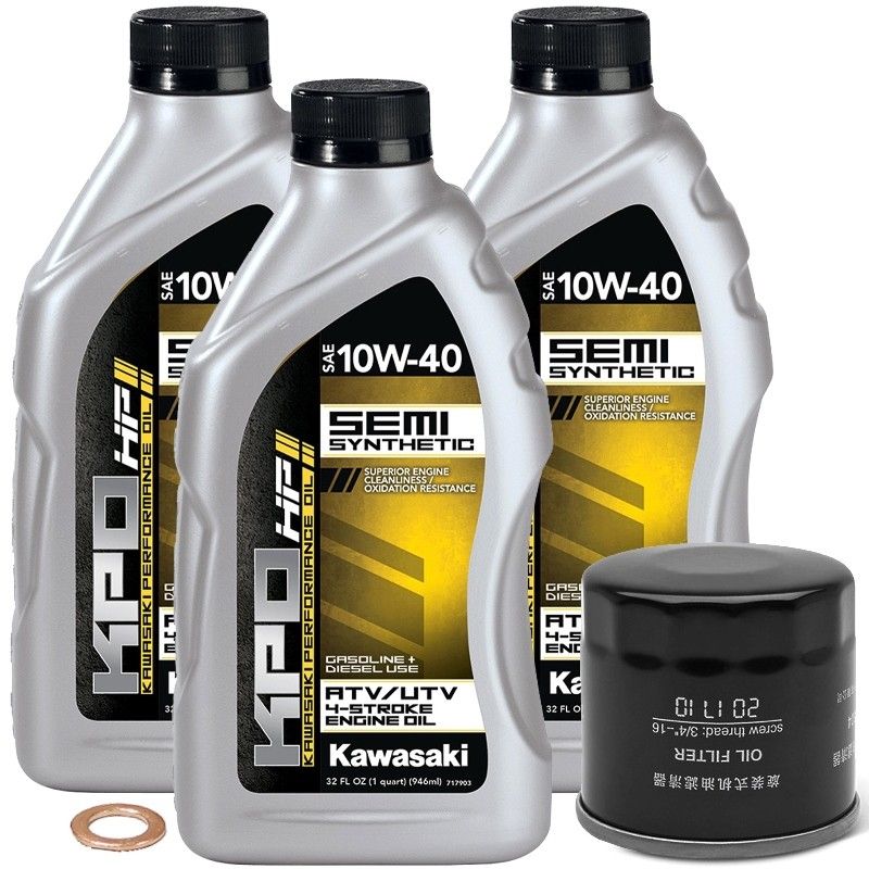 Kawasaki 10W-40 KPO Oil Change Kit - 3-Quart - 2015-2026 Mule Pro-FX/FXR/FXT 812/820 By Kawasaki