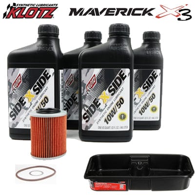 Klotz Oil Change Kit KU-105-DP with 4 Quarts 10w50 SxS Synthetic Oil, HiFlo Filtro Premium Oil Filter HF-152, o-ring, 1 cometic Crush Washer, and Drain Pan
