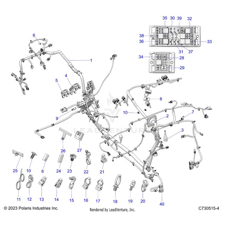 An Image of a Genuine Polaris Parts Schematic Diagram showing the schematic - ELECTRICAL: HARNESS (2) - 2024 POLARIS XPEDITION ADV ULTIMATE