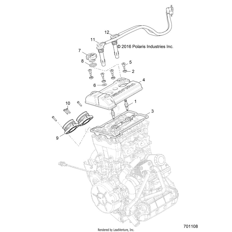 An Image of a Genuine Polaris Parts Schematic Diagram showing the schematic - ENGINE: THROTTLE BODY & VALVE COVER - 2017 POLARIS RANGER XP 1000