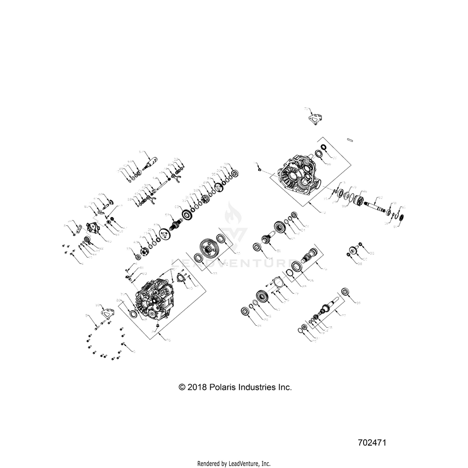 An Image of a Genuine Polaris Parts Schematic Diagram showing the schematic - DRIVE TRAIN: MAIN GEARCASE INTERNALS - 2021 POLARIS RANGER XP 1000 WATERFOWL EVAP