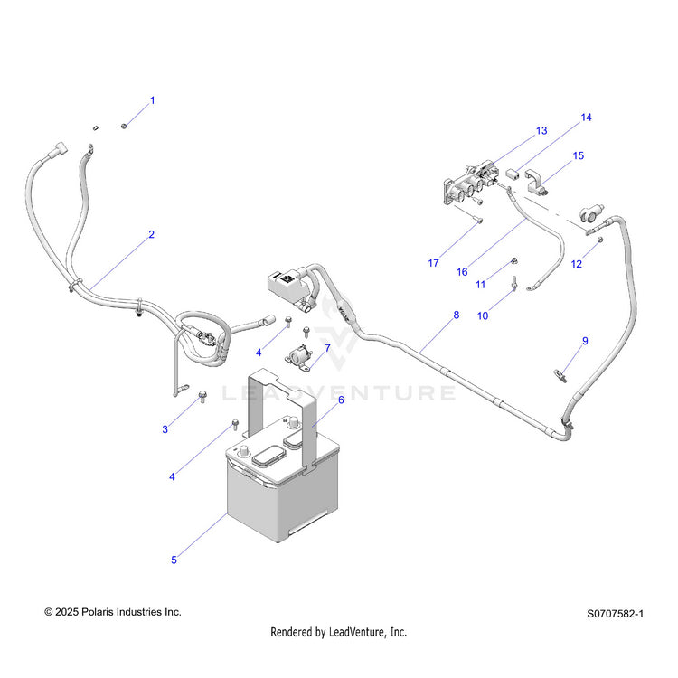 An Image of a Genuine Polaris Parts Schematic Diagram showing the schematic - ELECTRICAL: BATTERY - 2026 POLARIS RANGER 1000 EPS