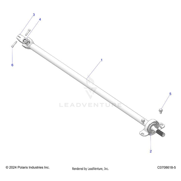 An Image of a Genuine Polaris Parts Schematic Diagram showing the schematic - DRIVE TRAIN: REAR PROP SHAFT - 2025 POLARIS XPEDITION ADV NORTHSTAR