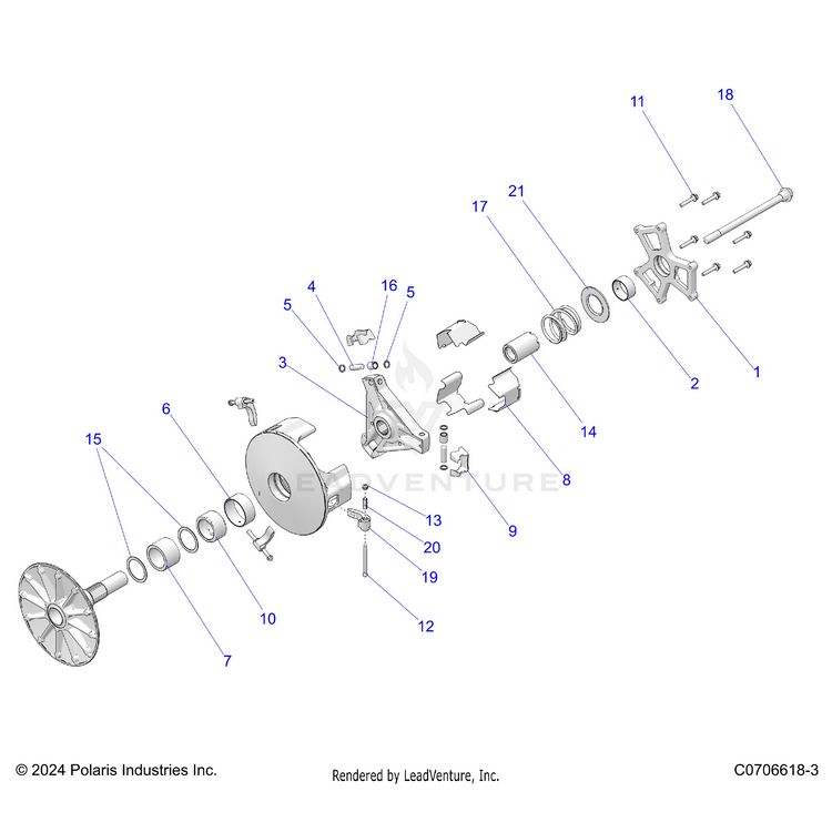 An Image of a Genuine Polaris Parts Schematic Diagram showing the schematic - DRIVE TRAIN: PRIMARY CLUTCH - 2026 POLARIS XPEDITION XP5 NORTHSTAR