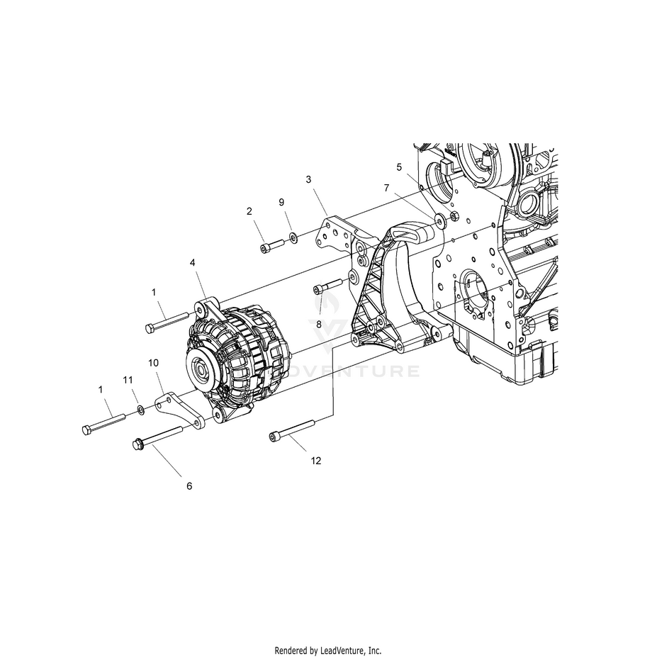An Image of a Genuine Polaris Parts Schematic Diagram showing the schematic - ENGINE: ALTERNATOR - 2016 POLARIS RANGER 1000 DIESEL