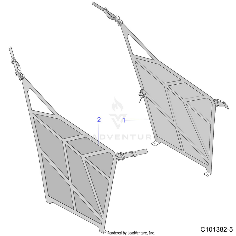 An Image of a Genuine Polaris Parts Schematic Diagram showing the schematic - BODY: SIDE NETS - 2023 POLARIS RANGER 150 EFI