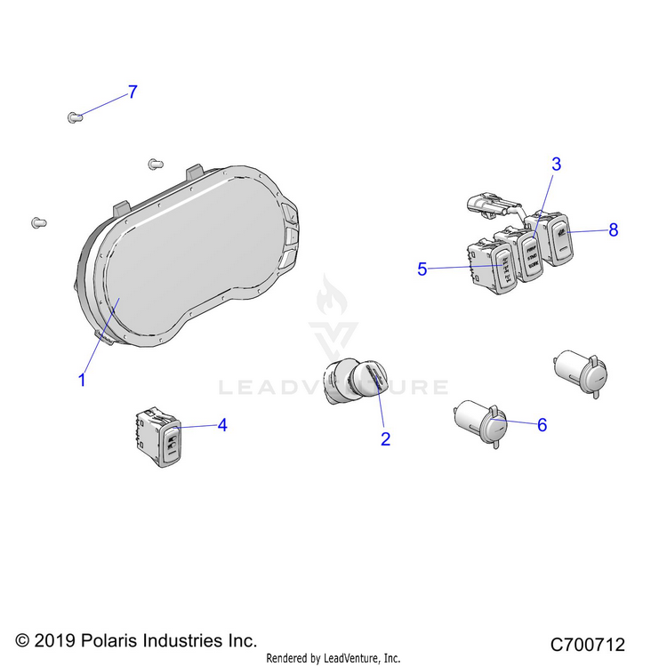 An Image of a Genuine Polaris Parts Schematic Diagram showing the schematic - ELECTRICAL: DASH INSTRUMENTS - 2020 POLARIS RANGER XP 1000 BACK COUNTRY FACTORY CHOICE