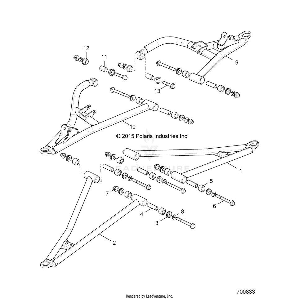 An Image of a Genuine Polaris Parts Schematic Diagram showing the schematic - SUSPENSION: FRONT CONTROL ARMS - 2016 POLARIS GENERAL 1000 EPS