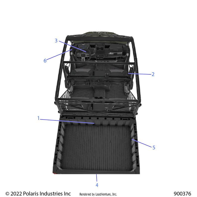 An Image of a Genuine Polaris Parts Schematic Diagram showing the schematic - BODY: DECALS GENERAL - 2022 POLARIS RANGER CREW XP 1000 TRAIL BOSS EVAP