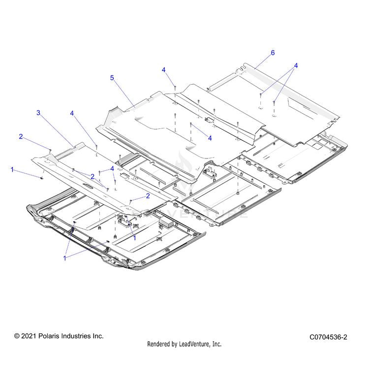 An Image of a Genuine Polaris Parts Schematic Diagram showing the schematic - BODY: ROOF LINERS - 2024 POLARIS XPEDITION ADV 5 NORTHSTAR