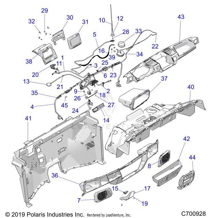 An Image of a Genuine Polaris Parts Schematic Diagram showing the schematic - OPTION: DASH RIDE COMMAND HEATER - 2020 POLARIS RANGER XP 1000 FACTORY CHOICE