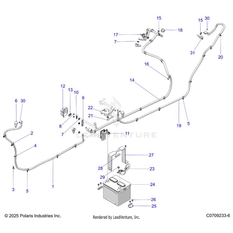 An Image of a Genuine Polaris Parts Schematic Diagram showing the schematic - ELECTRICAL: BATTERY/CABLES - 2026 POLARIS XPEDITION XP5 NORTHSTAR