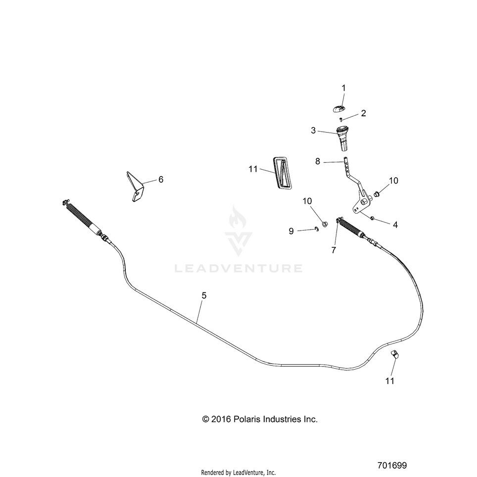An Image of a Genuine Polaris Parts Schematic Diagram showing the schematic - DRIVE TRAIN: GEAR SELECTOR - 2016 POLARIS RANGER 570 FULL SIZE