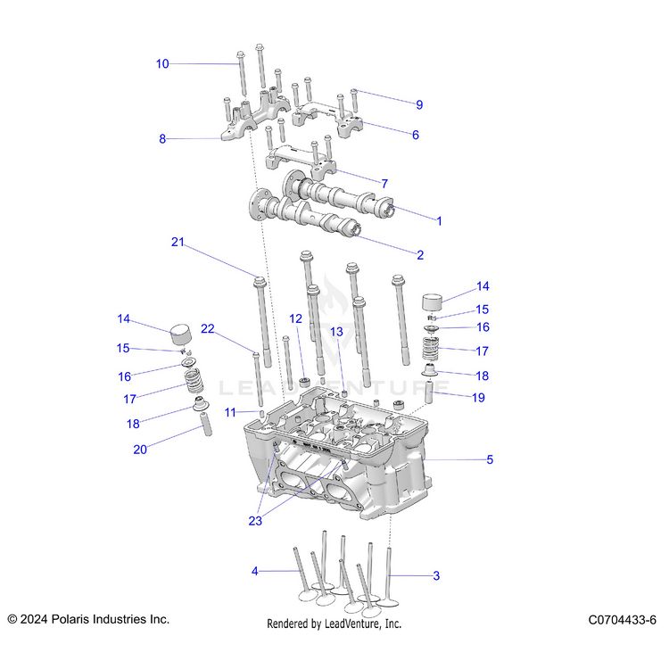 An Image of a Genuine Polaris Parts Schematic Diagram showing the schematic - ENGINE: CYLINDER HEAD AND VALVES - 2024 POLARIS XPEDITION XP NORTHSTAR