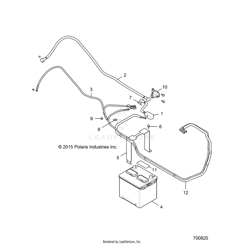 An Image of a Genuine Polaris Parts Schematic Diagram showing the schematic - ELECTRICAL: BATTERY - 2016 POLARIS GENERAL 1000 EPS