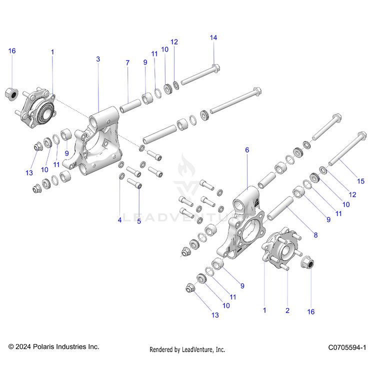 An Image of a Genuine Polaris Parts Schematic Diagram showing the schematic - SUSPENSION: REAR CARRIER - 2024 POLARIS XPEDITION XP NORTHSTAR