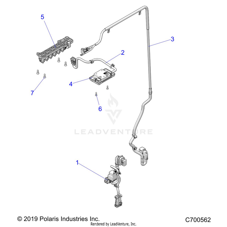 An Image of a Genuine Polaris Parts Schematic Diagram showing the schematic - ELECTRICAL: ROOF STD - 2019 POLARIS RANGER XP 1000 NORTHSTAR FACTORY CHOICE